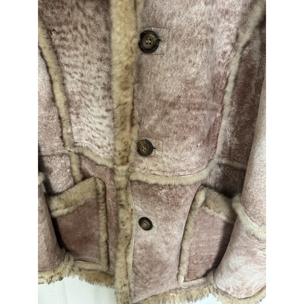 VTG 70'S Genuine Shearling Sheepskin Rancher Leather Coat Mens Size 40_6